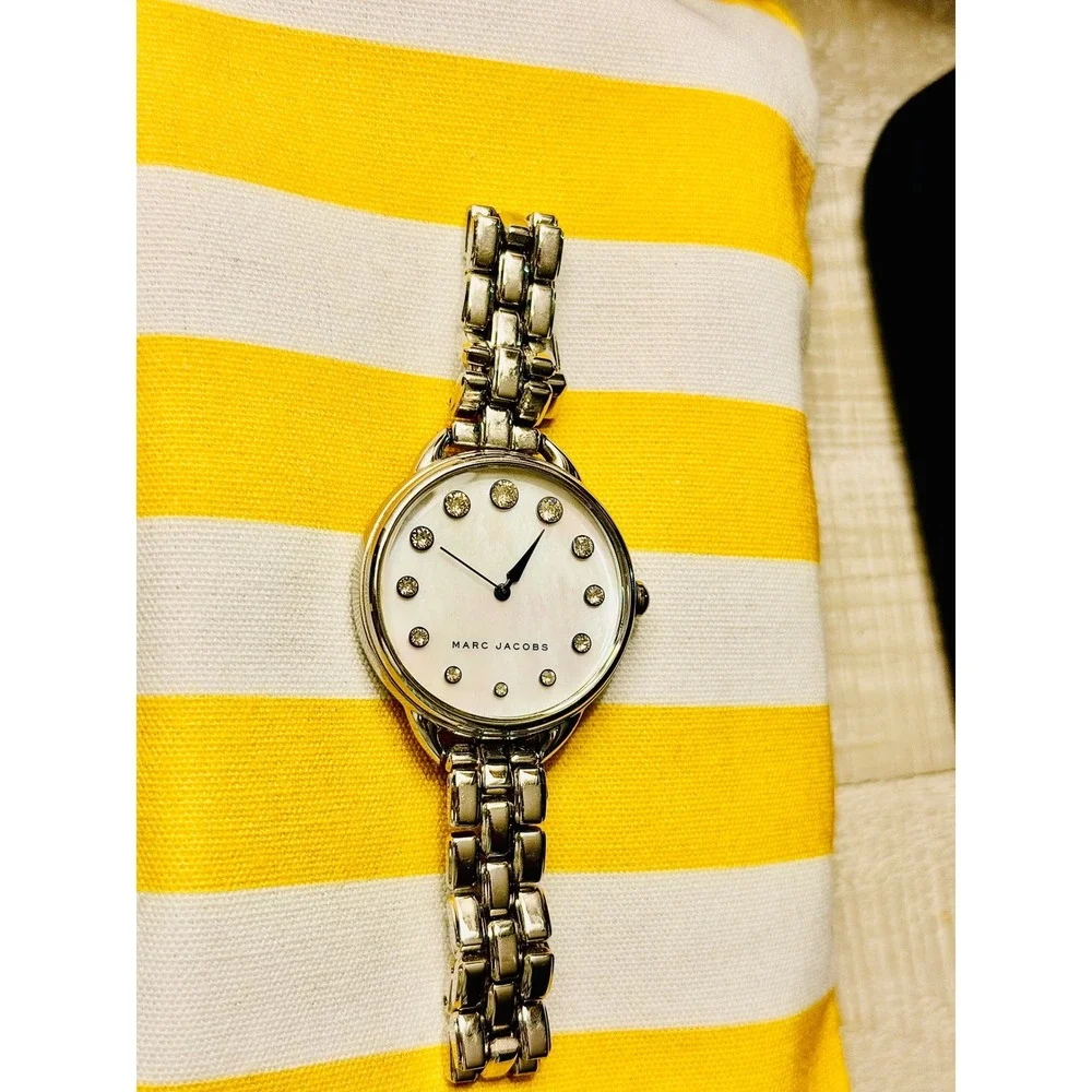 Marc Jacobs Courtney MJ3508 Mother of Pearl Crystal Stainless Steel Watch Silver